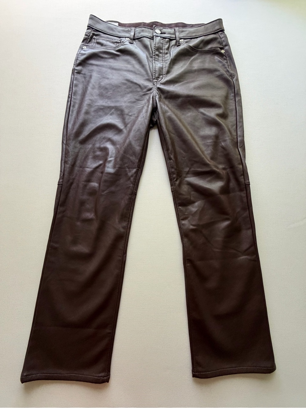 GAP Women's Brown Faux Leather Pants Vintage Slim High Rise 31